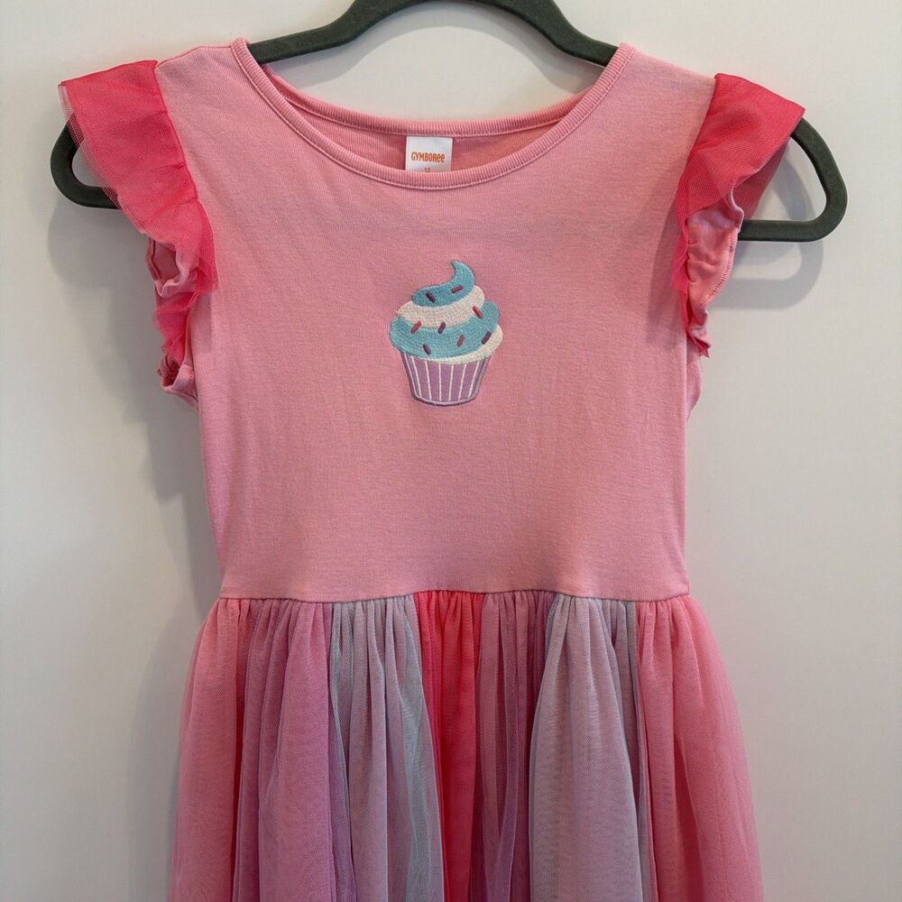 Gymboree Girls 12 Birthday Dress Pink Cupcake Tutu Rainbow Tulle Party
